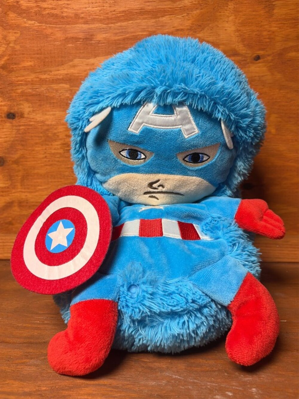 Marvel Comic 14" Captain America Plush Hideaway Pets Character Pillow Blue & Red